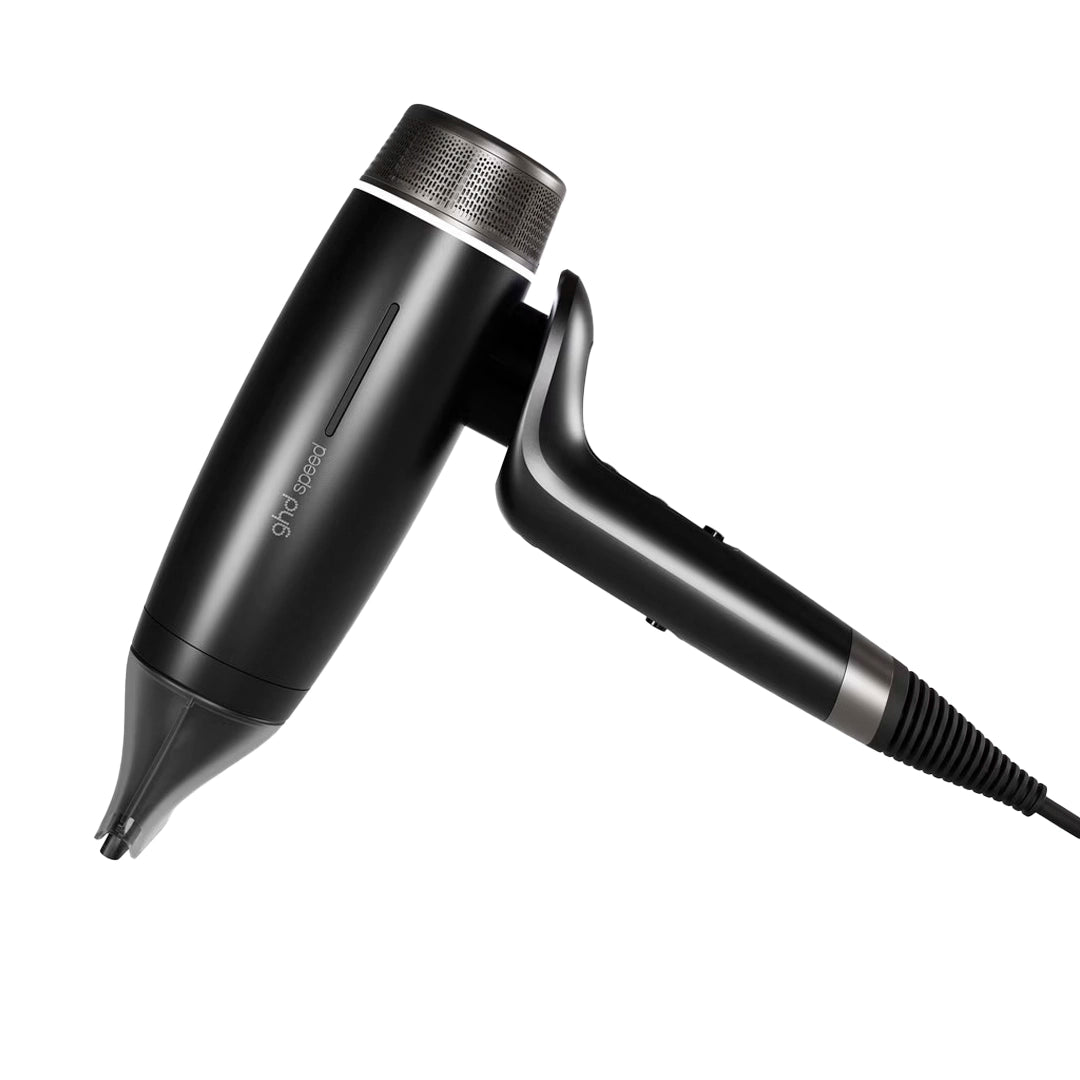 Secador iónico profesional ghd Speed negro con difusor para cabello rizado
