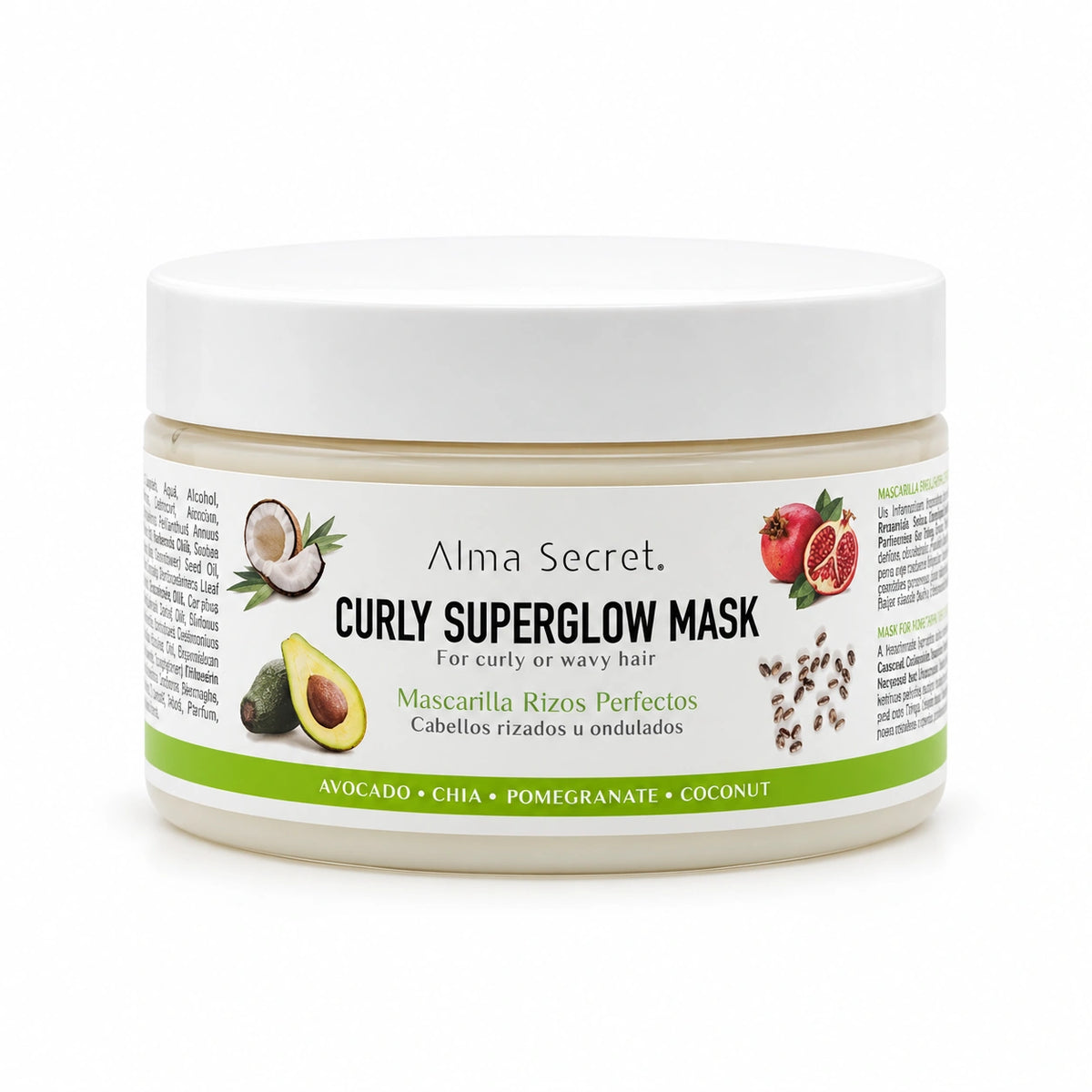 Curly Superglow Mask con proteínas Alma Secret — vista frontal