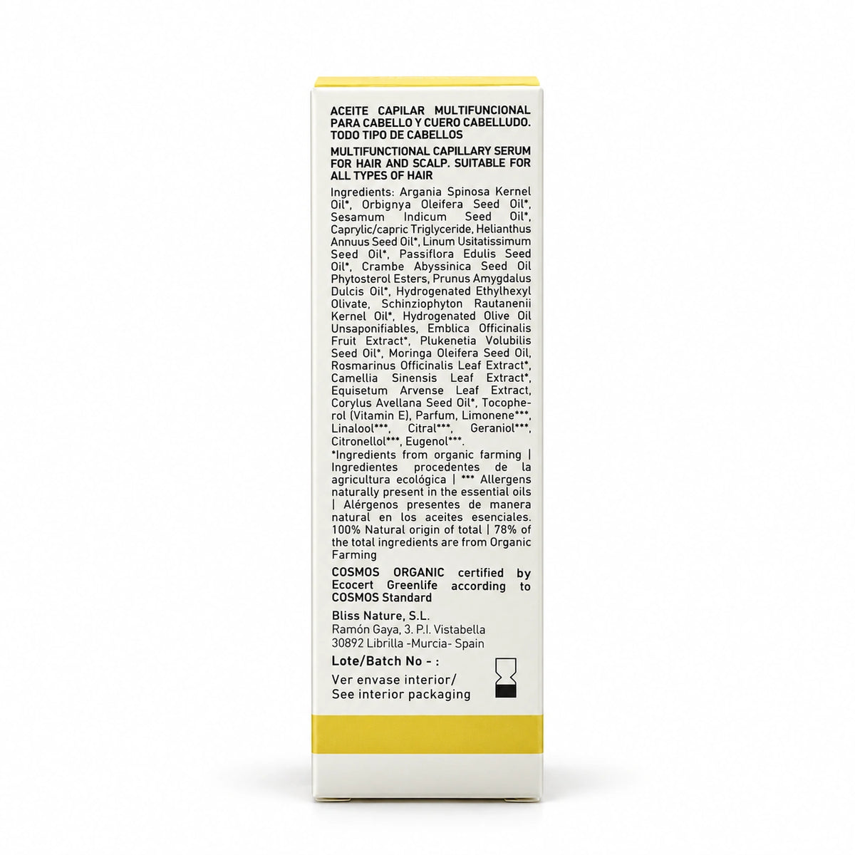 Sérum Capilar Botanical Rescue — vista trasera de la caja